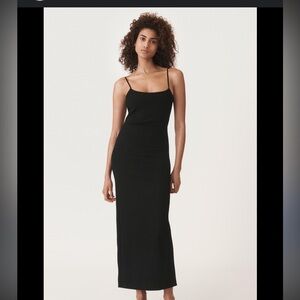 Zara Sleek Black Spaghetti Strap Midi Dress